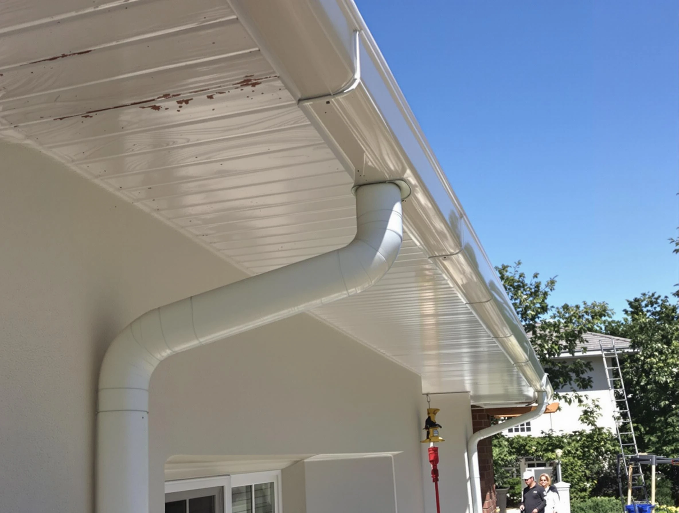 On-site seamless gutter fabrication by Lakewood Roofing Company in Lakewood, OH
